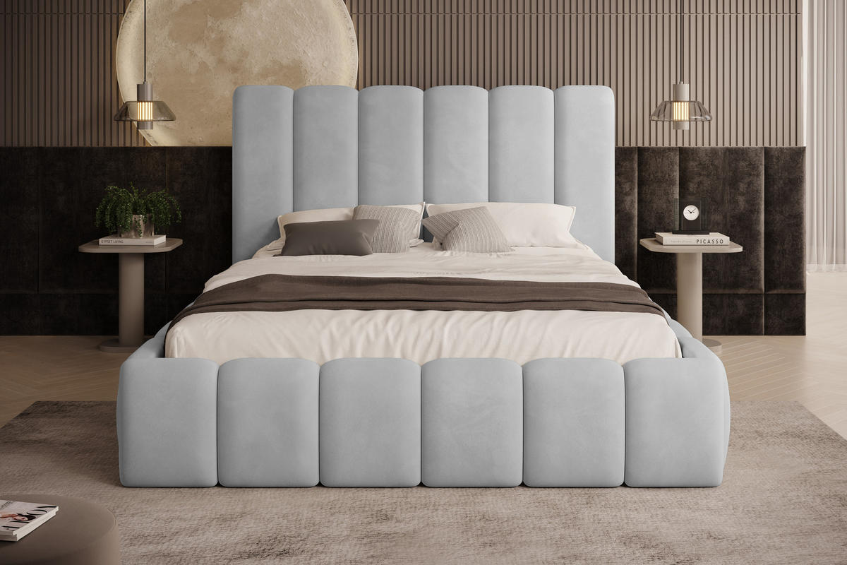 POLSTERBETT Vilo 200x200 mit Bettkasten und Stabilem Metallgestell - Hellgrau, Textil (200/200cm) - Storez24