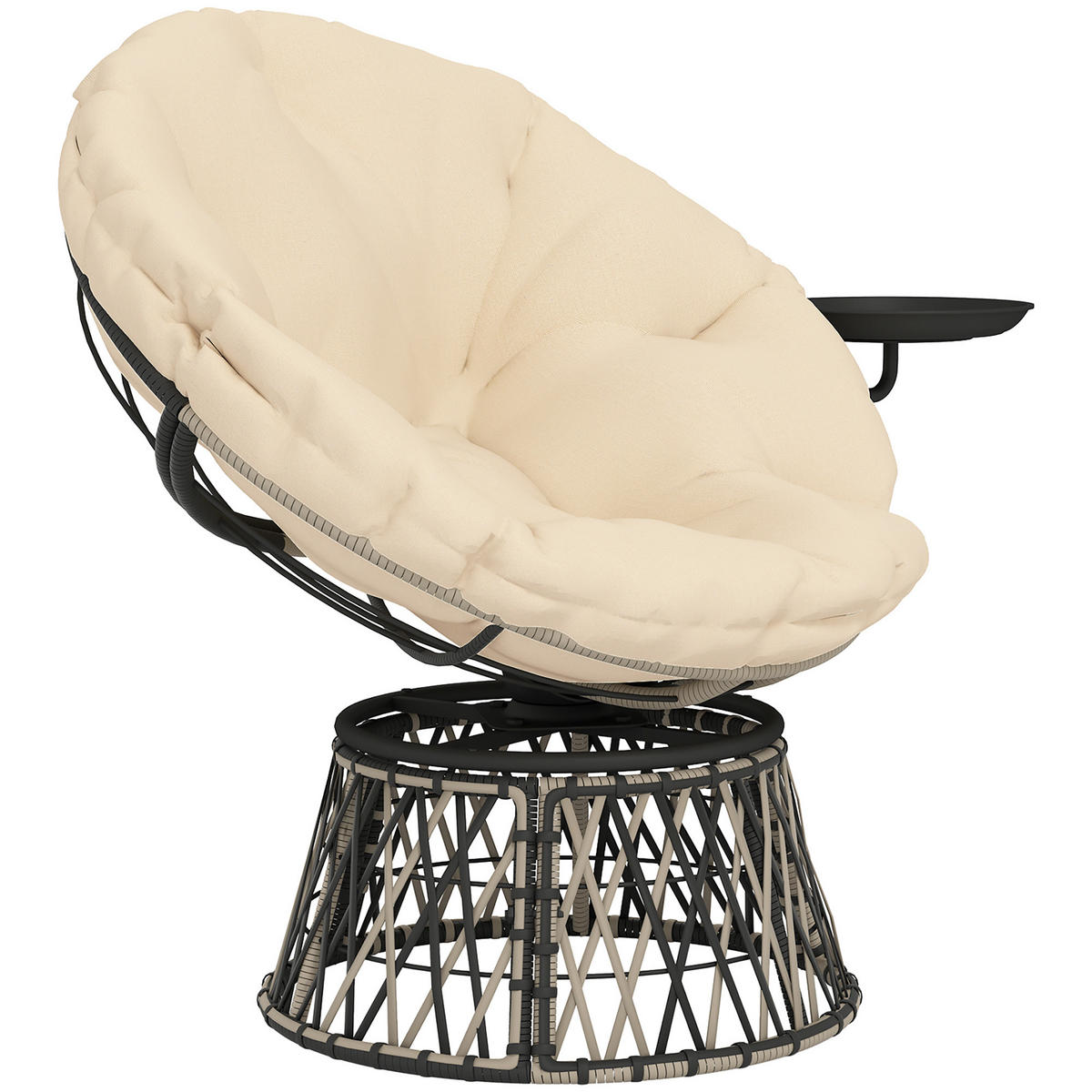PAPASANSESSEL DE-06727 360° drehbar, inkl. Kissen Beige - Beige, Kunststoff/Metall (76/88/118cm) - ComfortXL