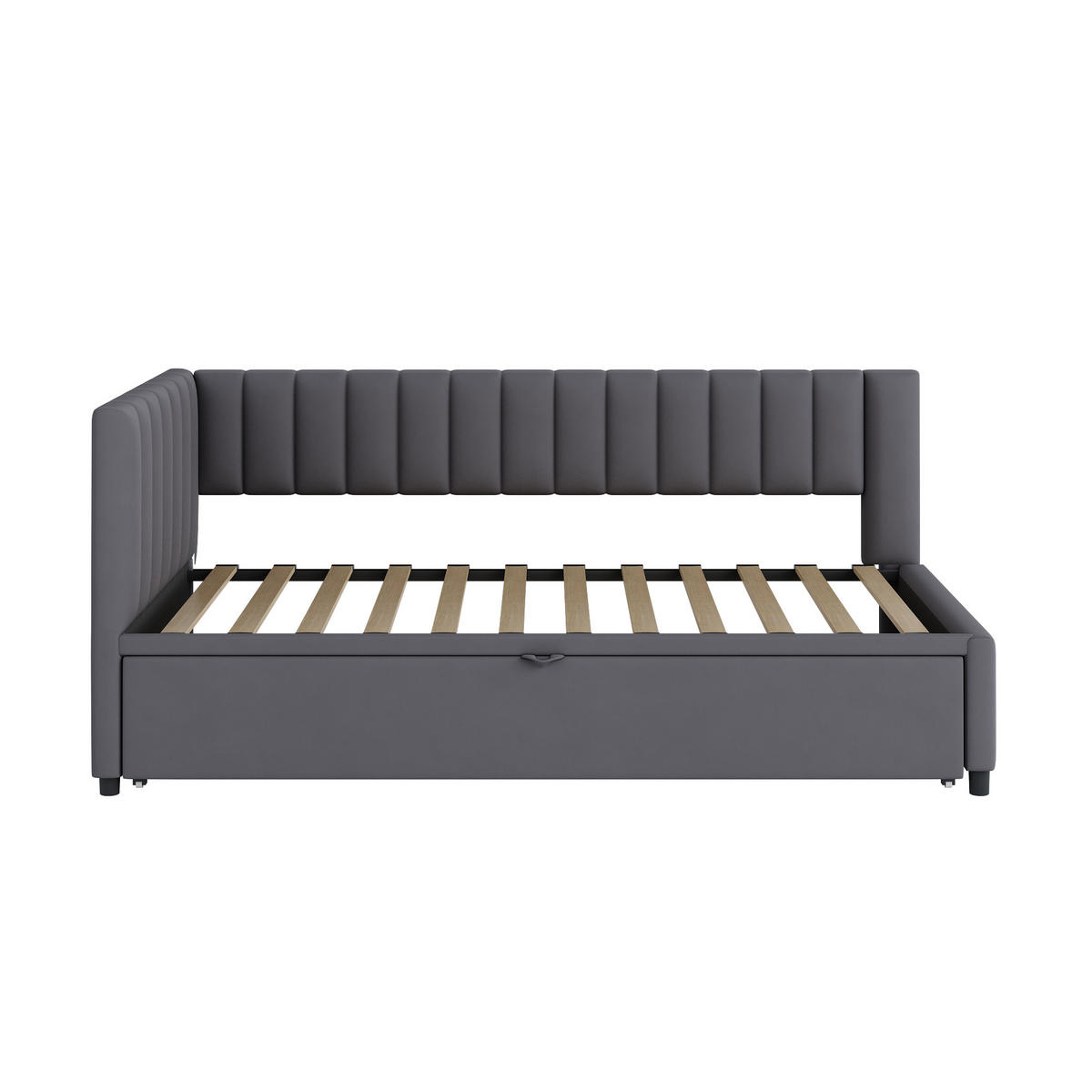 AUSZIEHBETT 90/180/200 cm DE-01921, in Dunkelgrau, mit L-förmigem Design - Dunkelgrau, Holzwerkstoff (90/200cm) - ComfortXL
