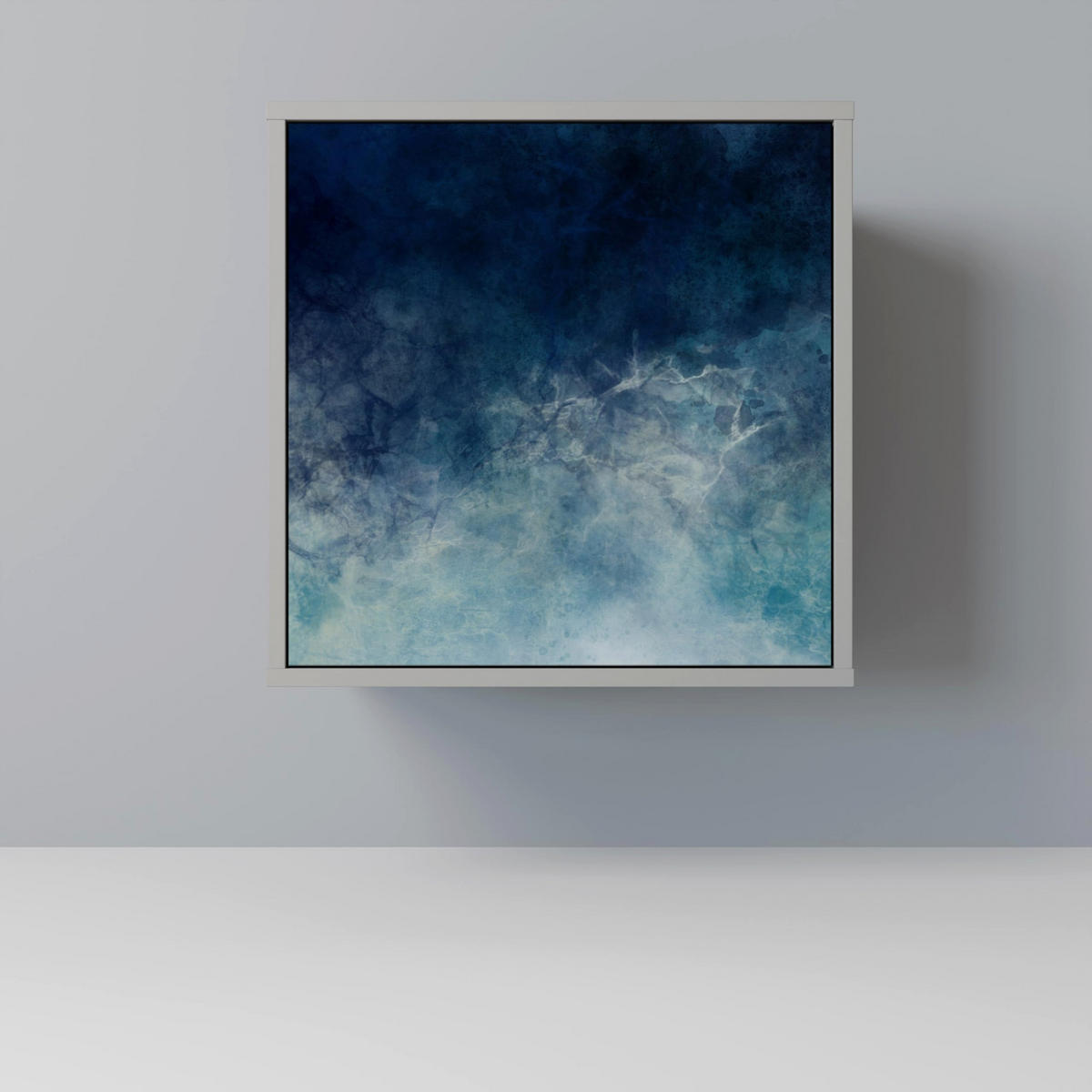 SIDEBOARD CELESTIAL FALL, Grau, 57,5x42x70,5 cm, Schwarze Metall-Sternfüße - Multicolor/Schwarz, Holzwerkstoff/Metall (57.5/70.5/42cm) - SpaceRebels