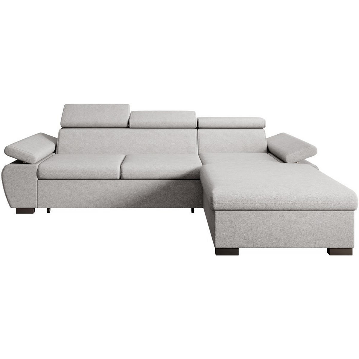 ECKSCHLAFSOFA Coco mit verstellbare Kopfstützen, hellgrau, rechts - Hellgrau, Textil (273/191cm) - Beautysofa