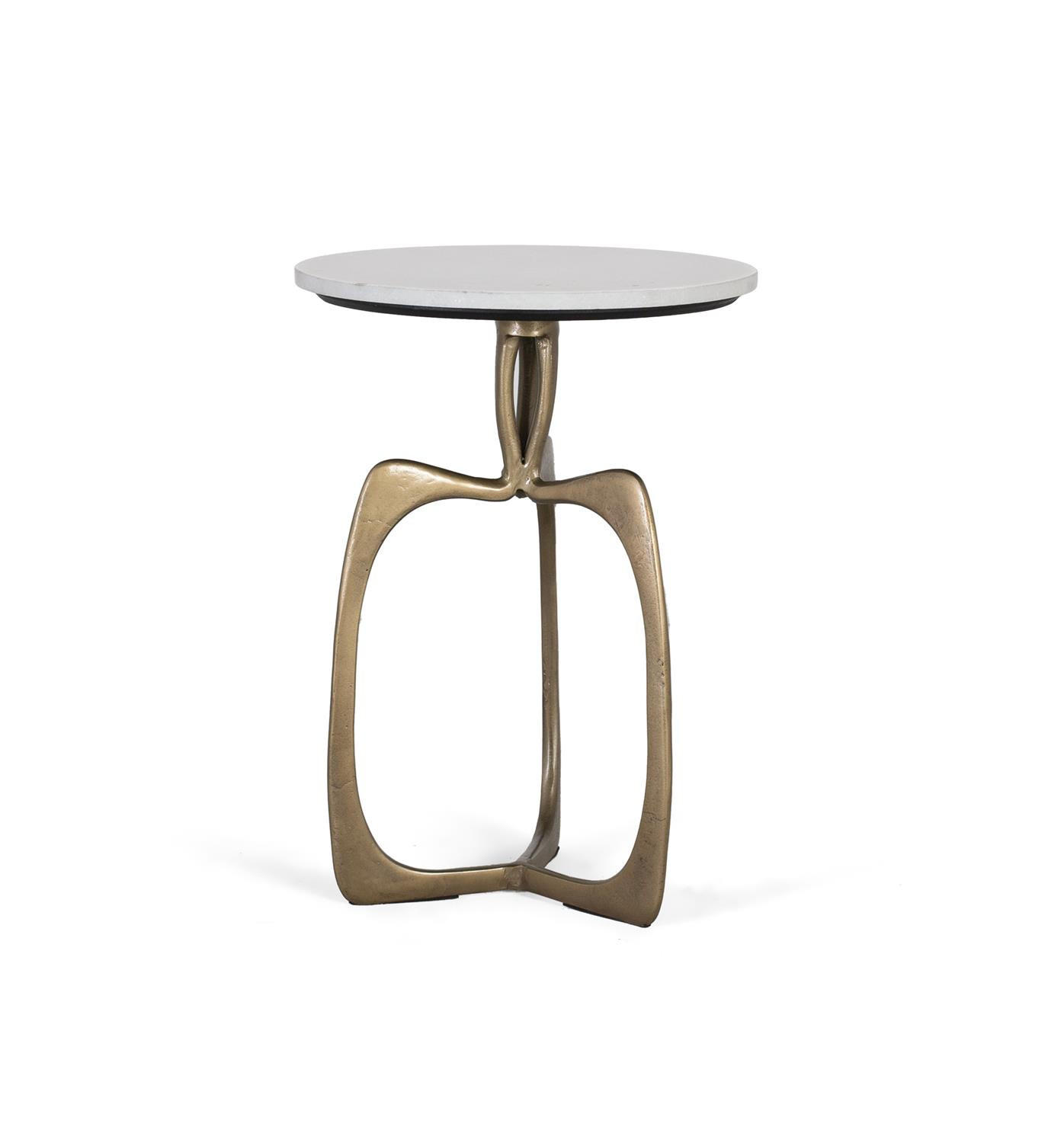 BEISTELLTISCH aus Marmor - Goldfarben, Metall (41/41/56cm) - Giner y Colomer