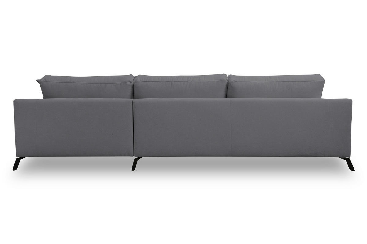 ECKSOFA Aspen in L-Form, Coach Farbe: Grau, Velourstoff, Ottomane Rechts - Grau, Textil (312/187cm) - VENASI MÖBEL