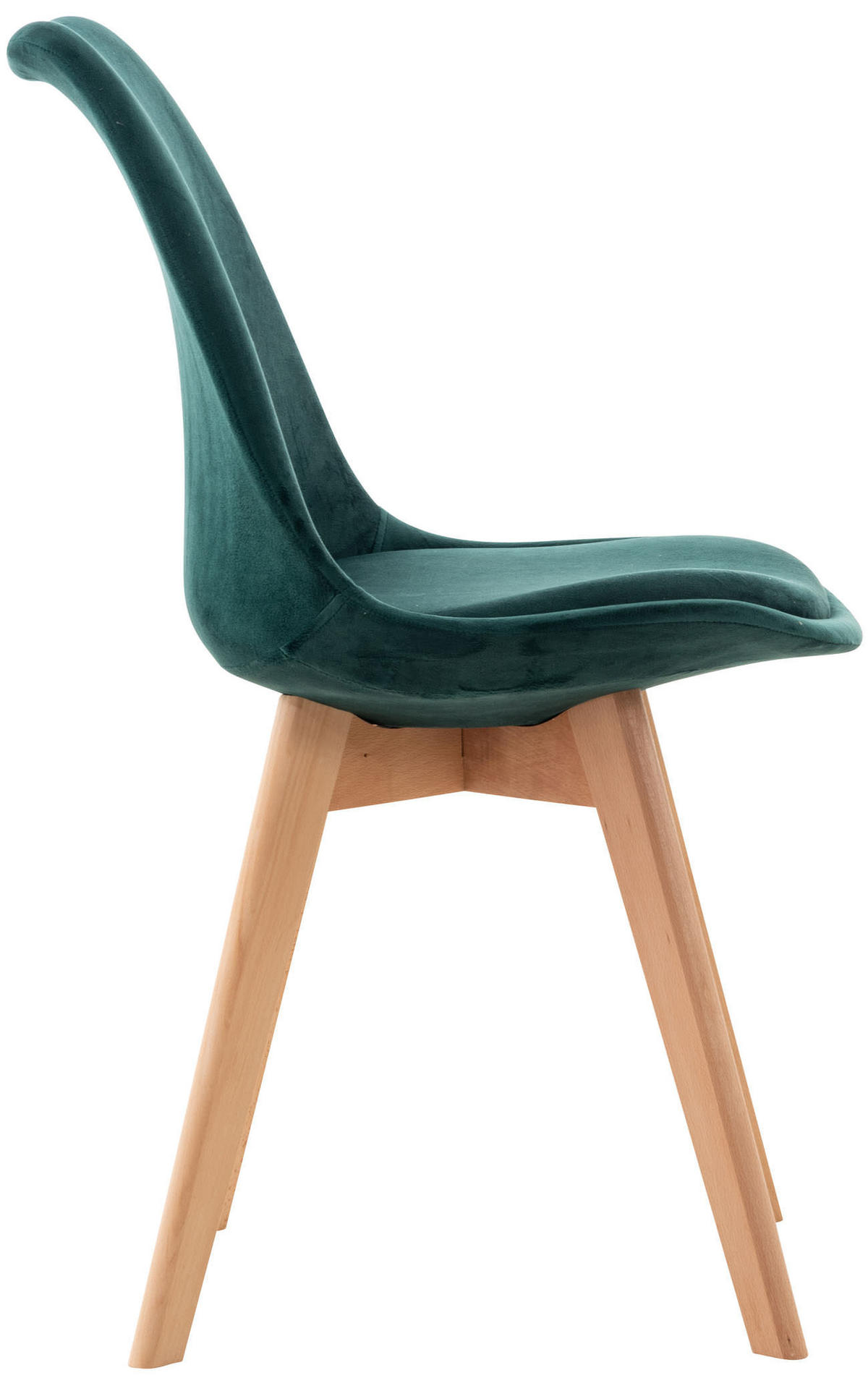 STUHL 4er Set Samt grün - Eukalyptusholzfarben/Grün, Holz/Textil (49/83/50cm) - CLP