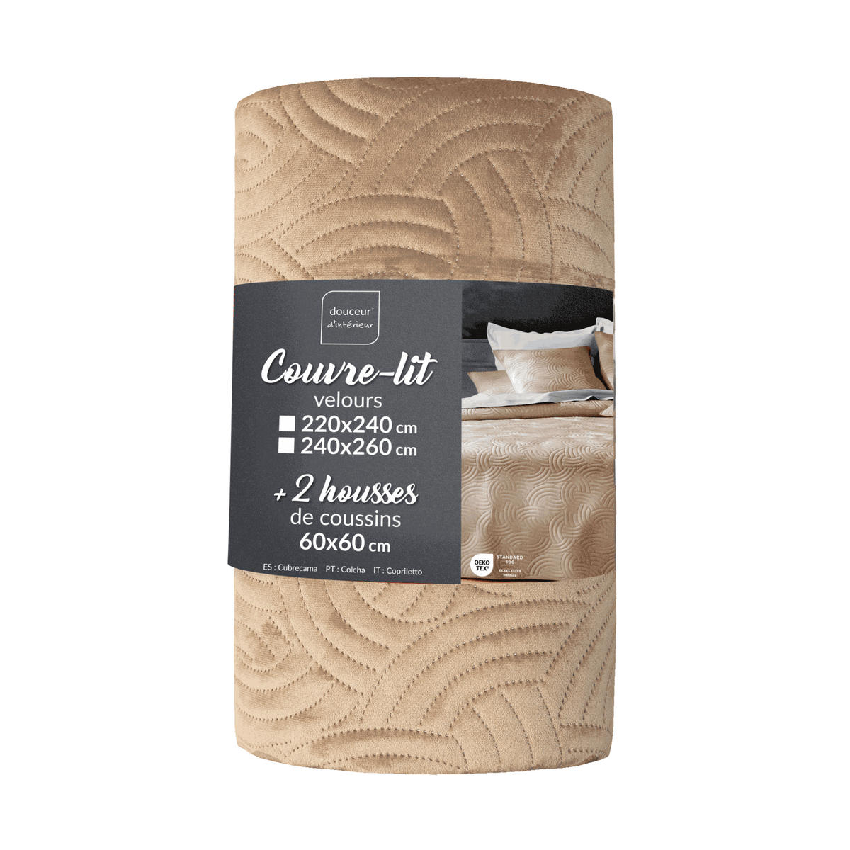 BETTWÄSCHE-SET aus Samt Solange 240/260/0,5 cm - Beige, Textil (260/240cm) - Douceur d´intérieur