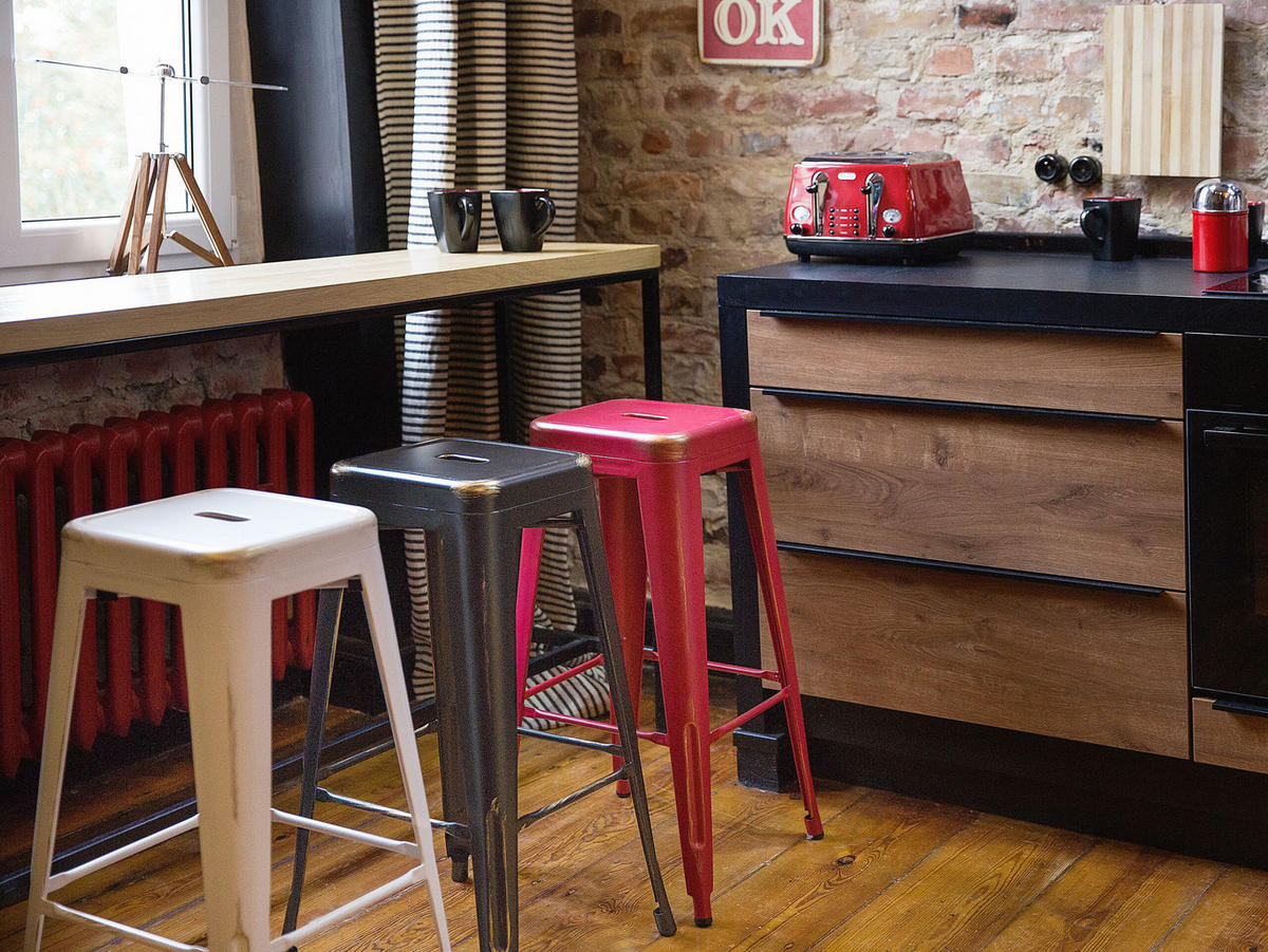 BARHOCKER 2er-Set Metall Schwarz Cabrillo - Schwarz, Metall (30/76/36cm) - Beliani