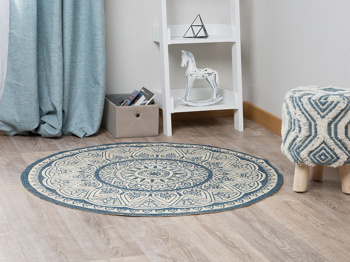 KURZFLOR-TEPPICH Anadere 120/120 cm - Blau, Naturmaterialien (120/120cm) - Beliani