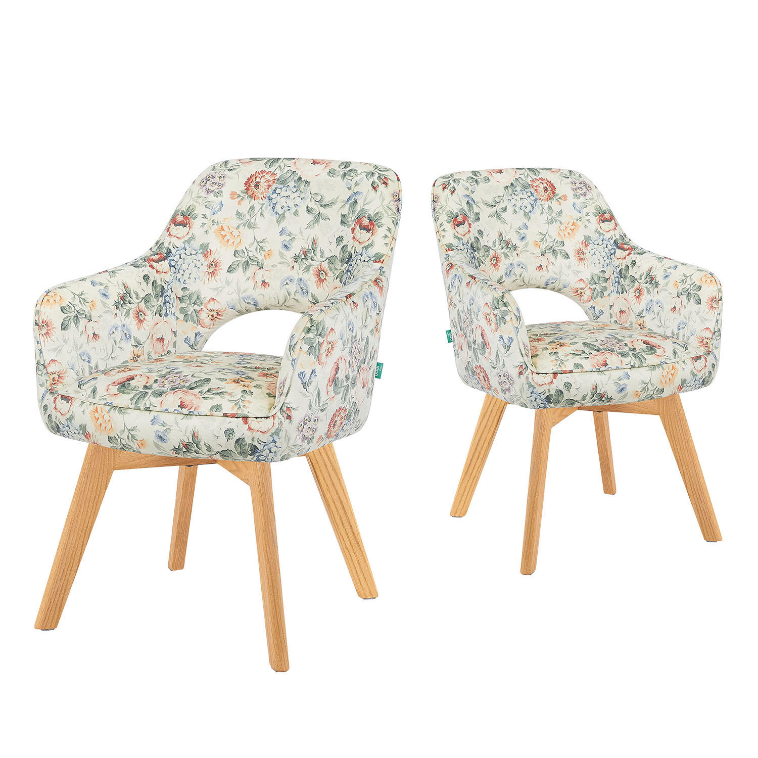 DREHSTUHL Mika-Mara 2er-Set - Honigeiche/Multicolor, Eichenholz/Holz (60/87/65cm) - DUBI Möbel