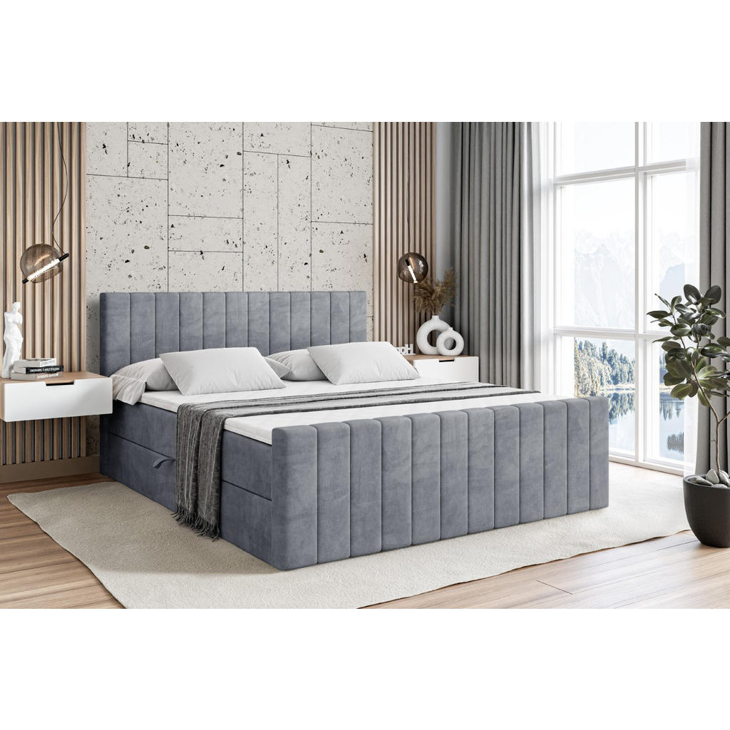 Thumbnail - Altdecor Boxbett, Grau, Holzwerkstoff, Höhe ca. 20 cm, 120x200 cm, Schlafzimmer, Betten, Boxspringbetten