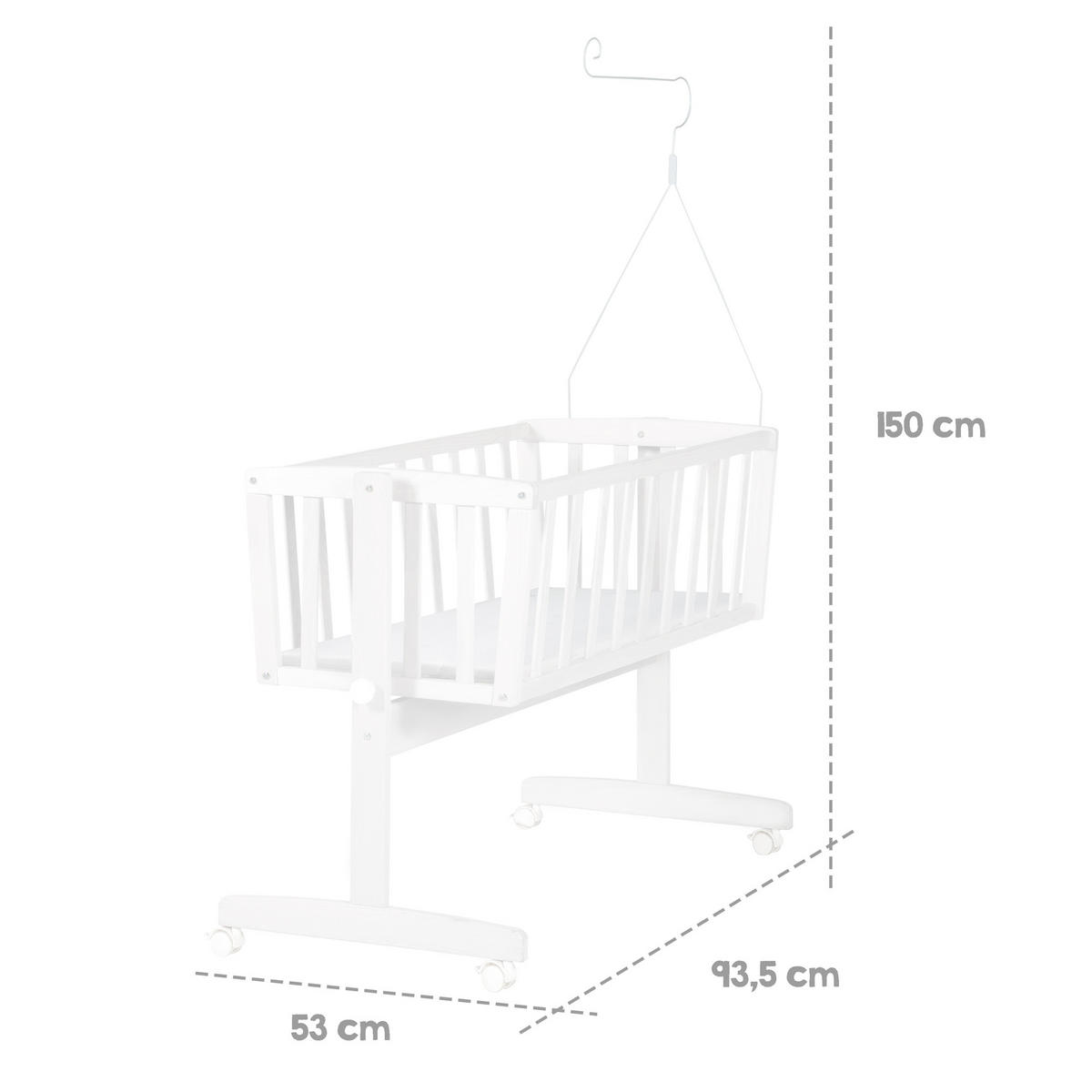 BABYWIEGENSETT Heartbreakerbär - Weiß, Holzwerkstoff/Textil (40/90cm) - Roba