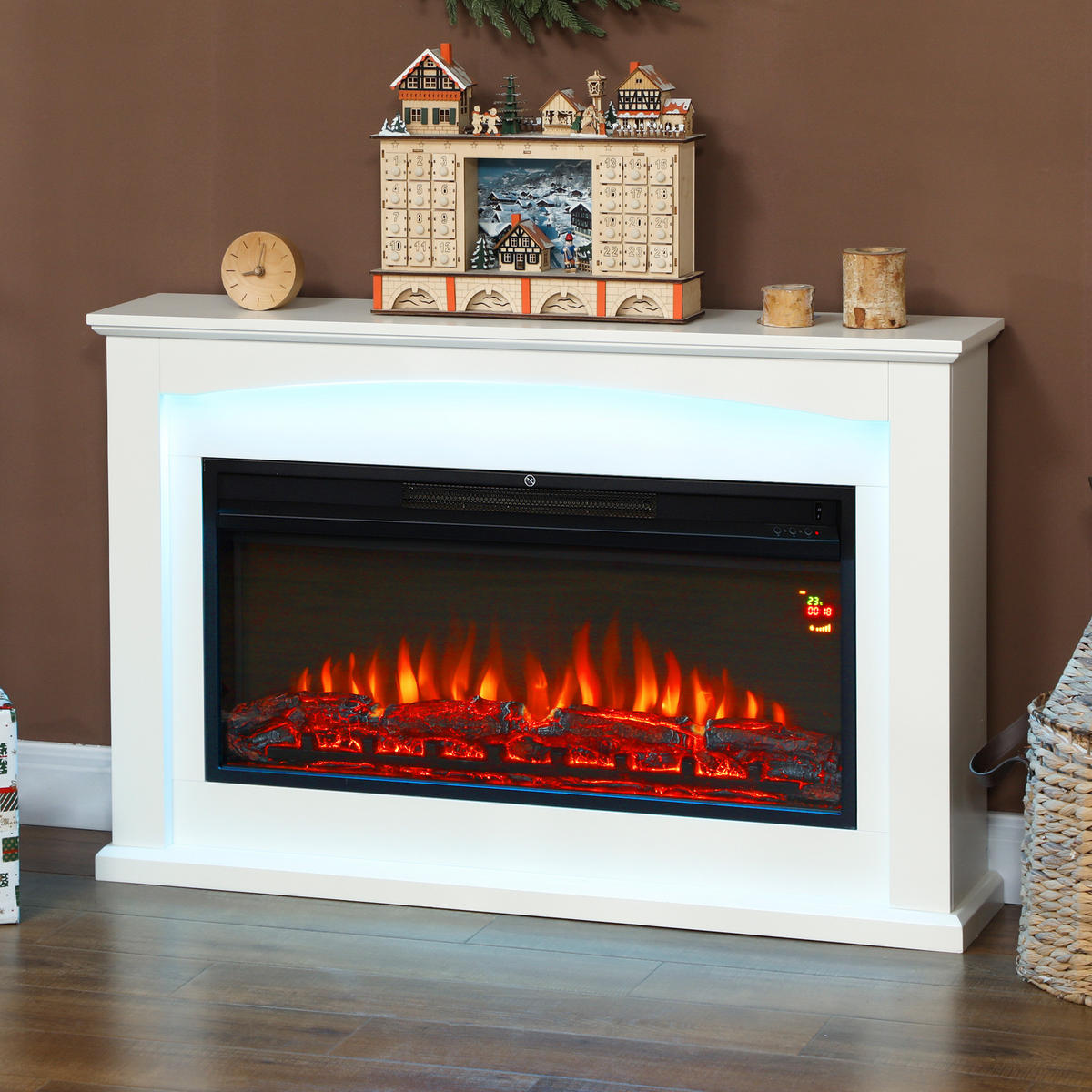 ELEKTROKAMIN DE-17067 1000/2000 W mit 5 Helligkeiten Weiß - Weiß, Holzwerkstoff (121/77/25cm) - ComfortXL