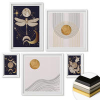 WANDBILDER 5er-Set - 50x50 cm & 20x30 cm & 40x60 cm Weißer Rahmen - Naturmotive mit dem Mond - Weiß, Kunststoff (40/60cm) - ArtPrintCave