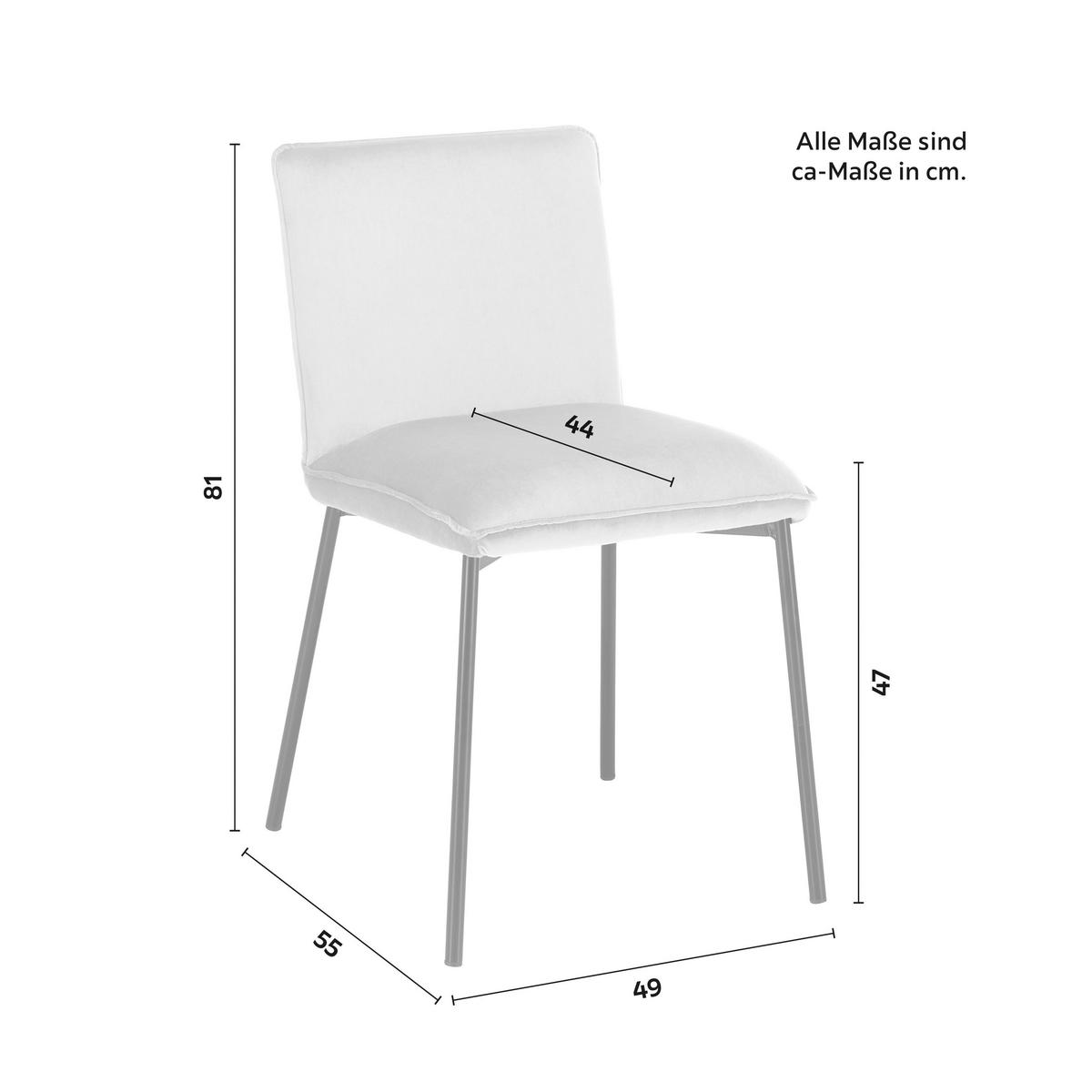 STUHL Darla Beige Velours Gepolstert - Beige, Holz (49/81/55cm) - Bessagi Home