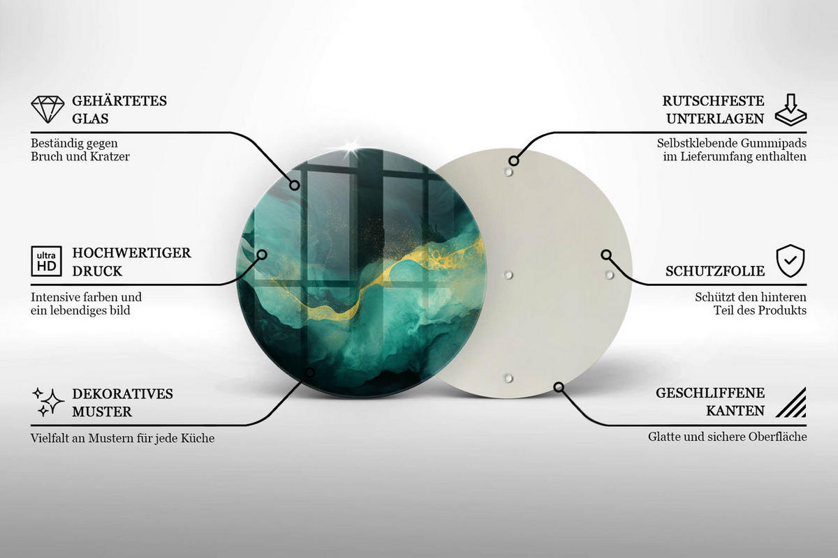 GLASPLATTE Ø 40 cm Flaschengrün - Mintgrün, Glas (40/40cm) - Wallfluent