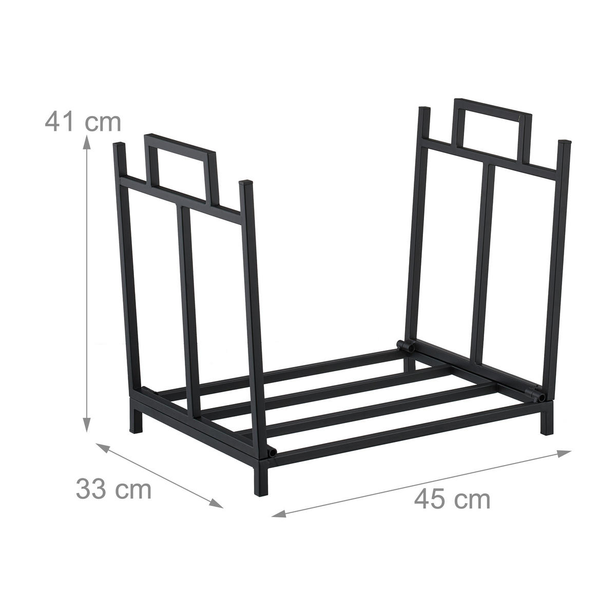 KAMINHOLZREGAL - Schwarz, Metall (45/41/33cm) - Relaxdays