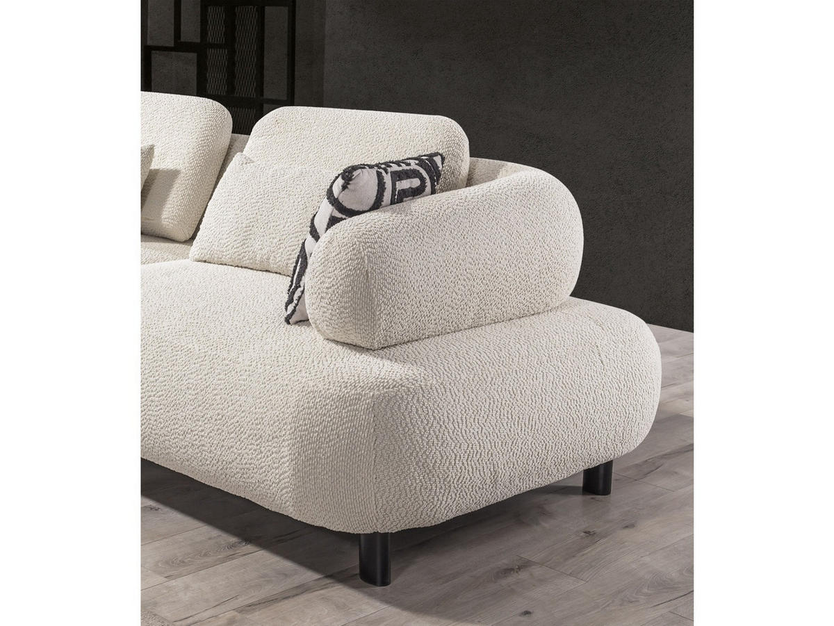 SOFA Barcelona 3-Sitzer Webstoff Creme - Creme, Holz/Textil (230/79/110cm) - Villa Möbel