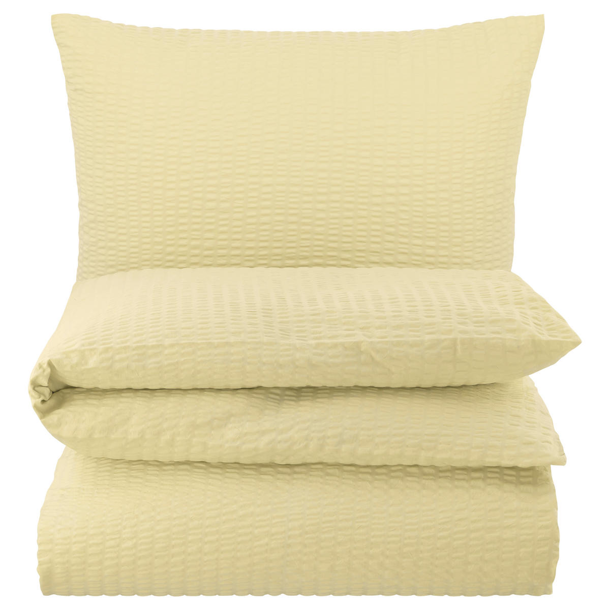SEERSUCKER-BETTWÄSCHE 155x220 Uni Sommer Bettbezug Bügelfrei aus 100% Baumwolle, Bettbezüge einfarbig Creme - Creme, Textil (155/220cm) - Carpe Sonno