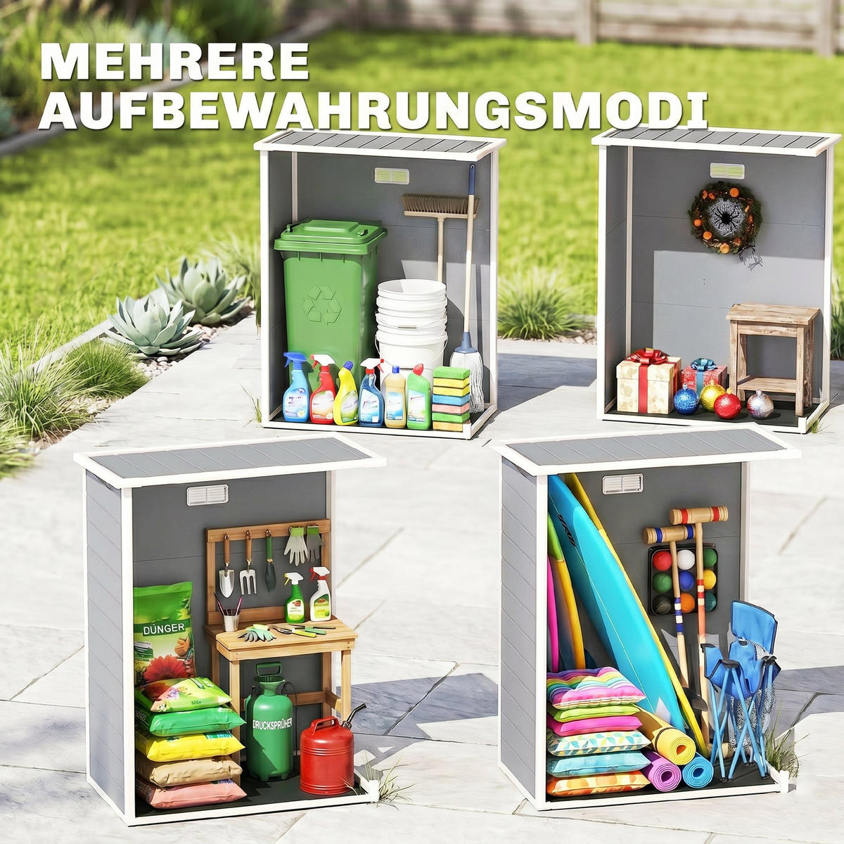 GERÄTEHAUS Kunststoff Aluminiumlegierung Grau - Grau, Kunststoff (92/193/151cm) - Outsunny