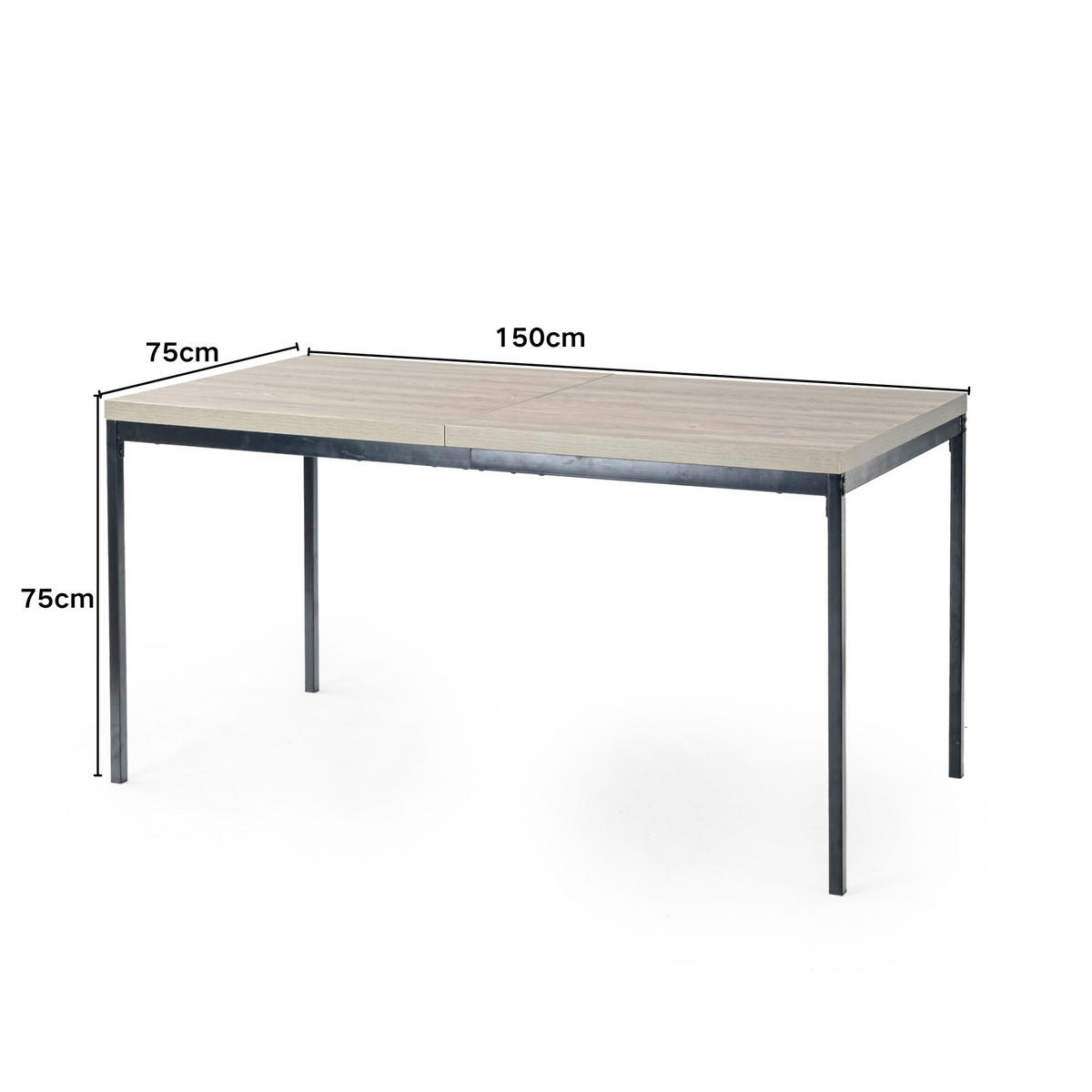 ESSTISCH 150/75/75 cm grau - Grau, Holz/Metall (150/75/75cm) - Urban Meuble