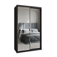 SCHWEBETÜRENSCHRANK RIEN 120/205/60 cm 2-türig mit Spiegel Schwarz - Schwarz, Holzwerkstoff (120/205/60cm) - MASSENO