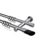 GARDINENSTANGEN-SET Platon Verano 180 cm, 2-läufig, 20 mm Ø Chrom - Chromfarben/Schwarz, Metall (180cm) - INTERDECO