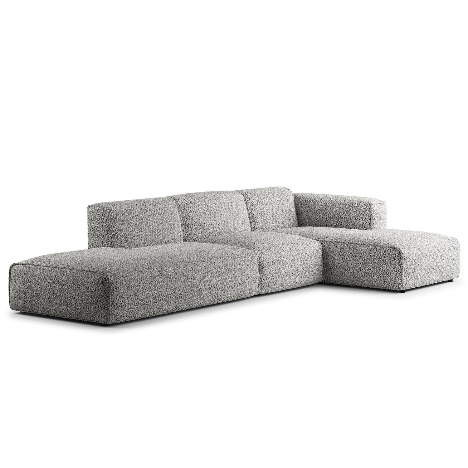 ECKSOFA mit Chaiselongue - Schwarz/Grau, Kunststoff/Textil (290/173cm) - home24