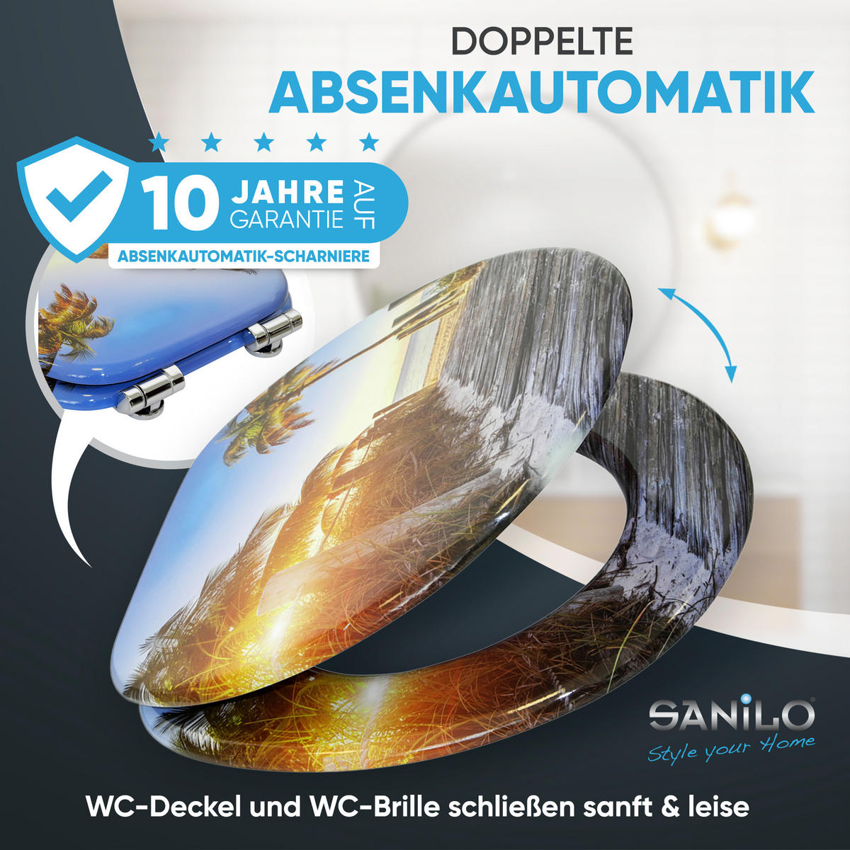 WC-SITZ Absenkautomatik Fort Lauderdale - Blau, Holzwerkstoff (38/6/47cm) - Sanilo