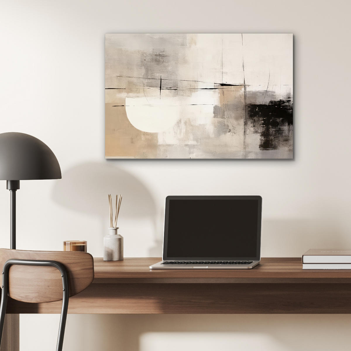METALLBILD Abstrakt - Kunst - Grau 60x40 cm - Hellgrau, Metall (60/40cm) - MuchoWow
