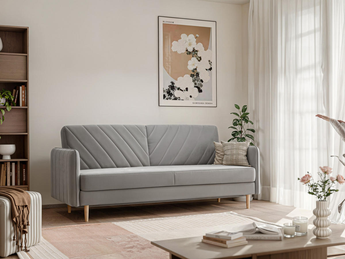 SCHLAFSOFA COLETTE mit Bettkasten Hellgrau - Hellgrau, Holzwerkstoff/Kunststoff (200/85/90cm) - Idohome