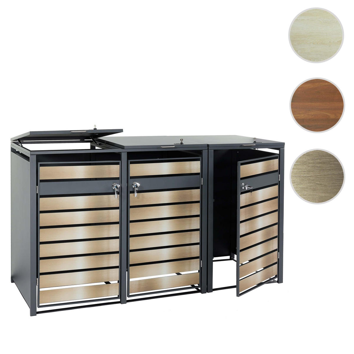 3ER MÜLLTONNENVERKLEIDUNG Gold - Goldfarben, Metall (200/117/80cm) - MCW