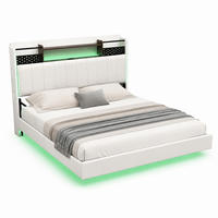 BETT mit LED und USB 160x200 cm Beige - Beige, Metall (160/200cm) - Meubliv