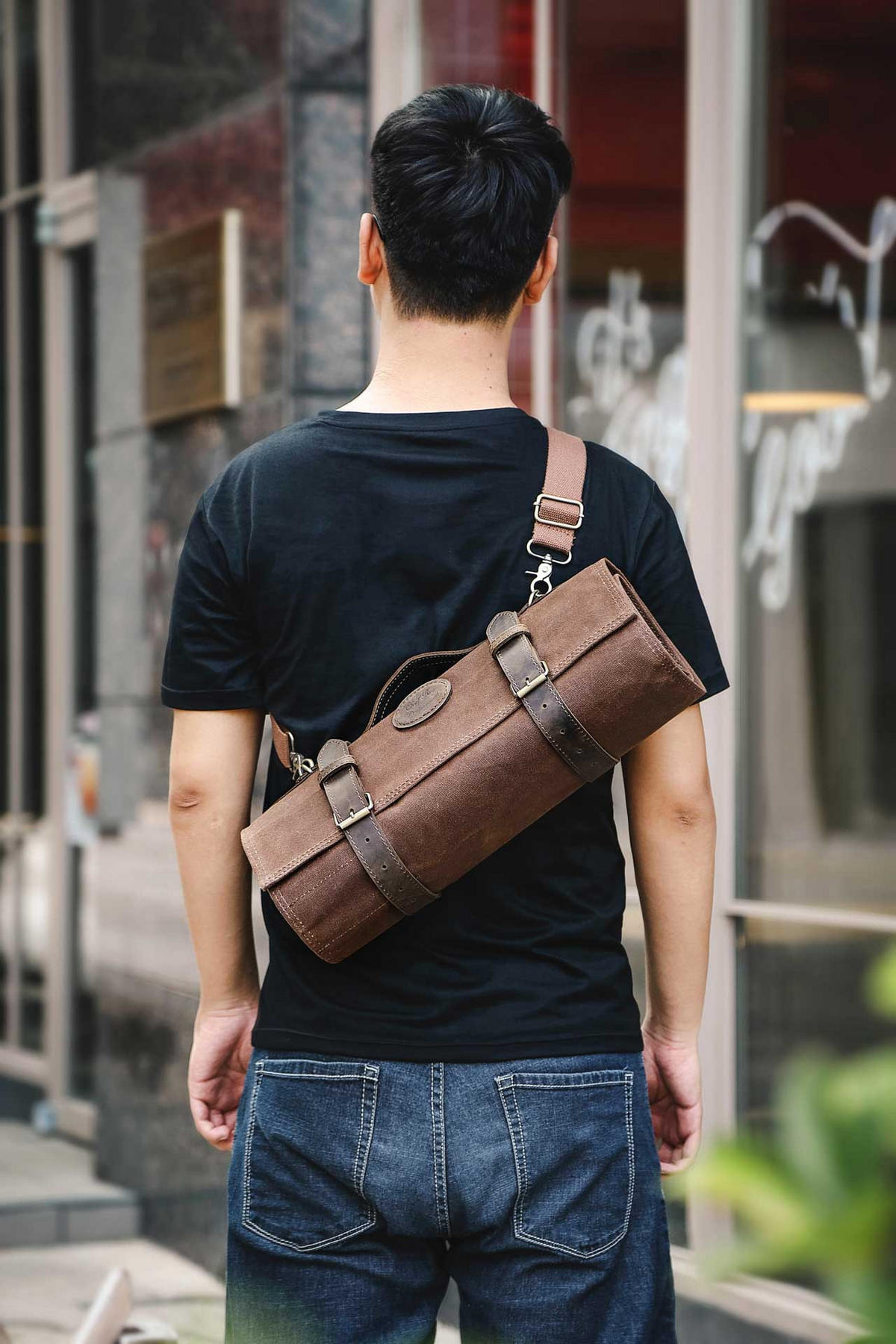 MESSERTASCHE BRAUN 12 SCHLITZE - Braun, Leder (95/1/43cm) - Zayiko