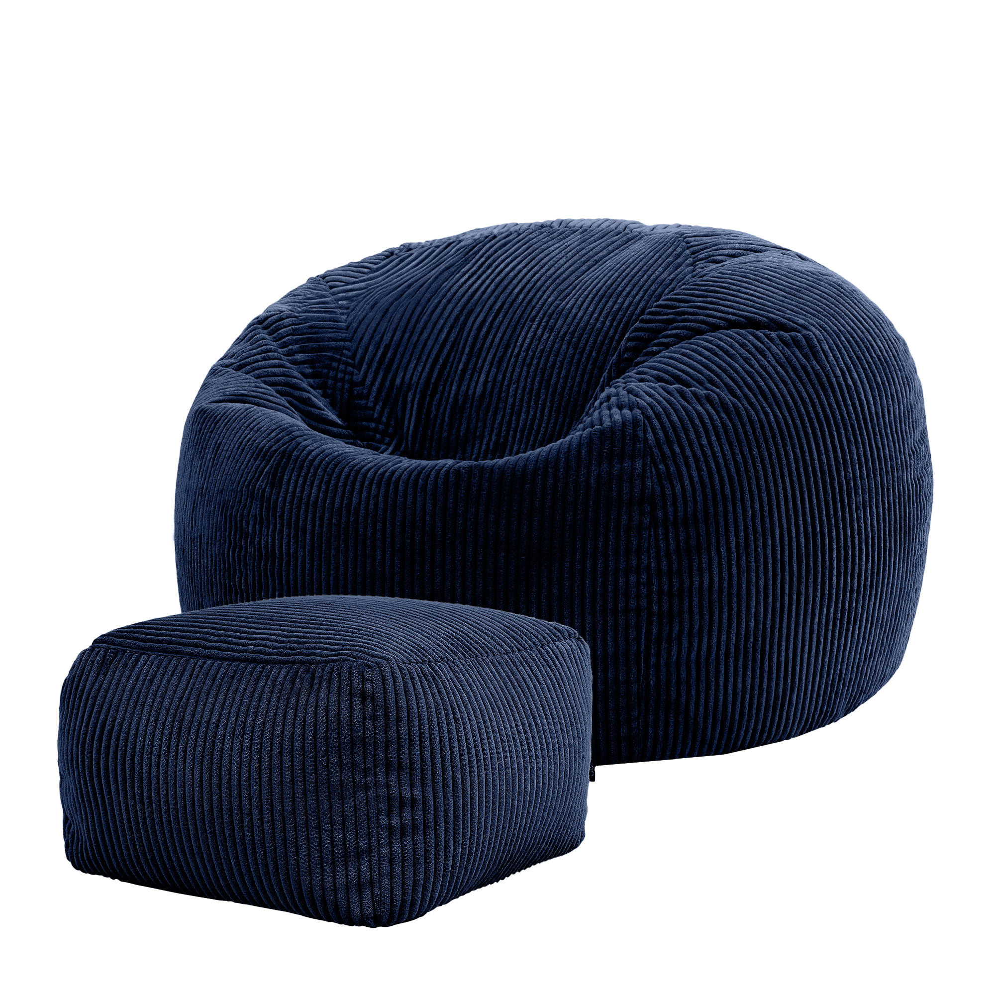 SITZSACK Klassisch + Hocker, Cord - Dunkelblau, Kunststoff/Textil (85/50/85cm) - icon
