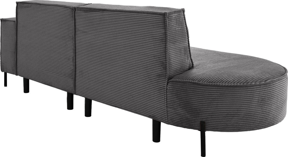 ECKSOFA Hana Loft 3-Sitzer Ecke Rechts, Cordstoff Chenille, Grau 241/80/168 cm - Schwarz/Grau, Textil/Metall (241/168cm) - WFL GROUP