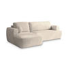 ECKSOFA SENTI P L-S Creme Kordstoff mit Schlaffunktion - Creme, Holz (246/148cm) - MASSENO