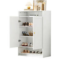 SCHUHSCHRANK aus Spanplatte 73x34x109cm in Weiß mit höhenverstellbaren Einlegeböden - Weiß, Holzwerkstoff (73/109/34cm) - Modfu