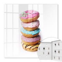SCHLÜSSELBOX Weiß 30x30 cm – Türöffnung nach rechts - Bunte Donuts - Pink, Metall (30/30/5cm) - TULUP