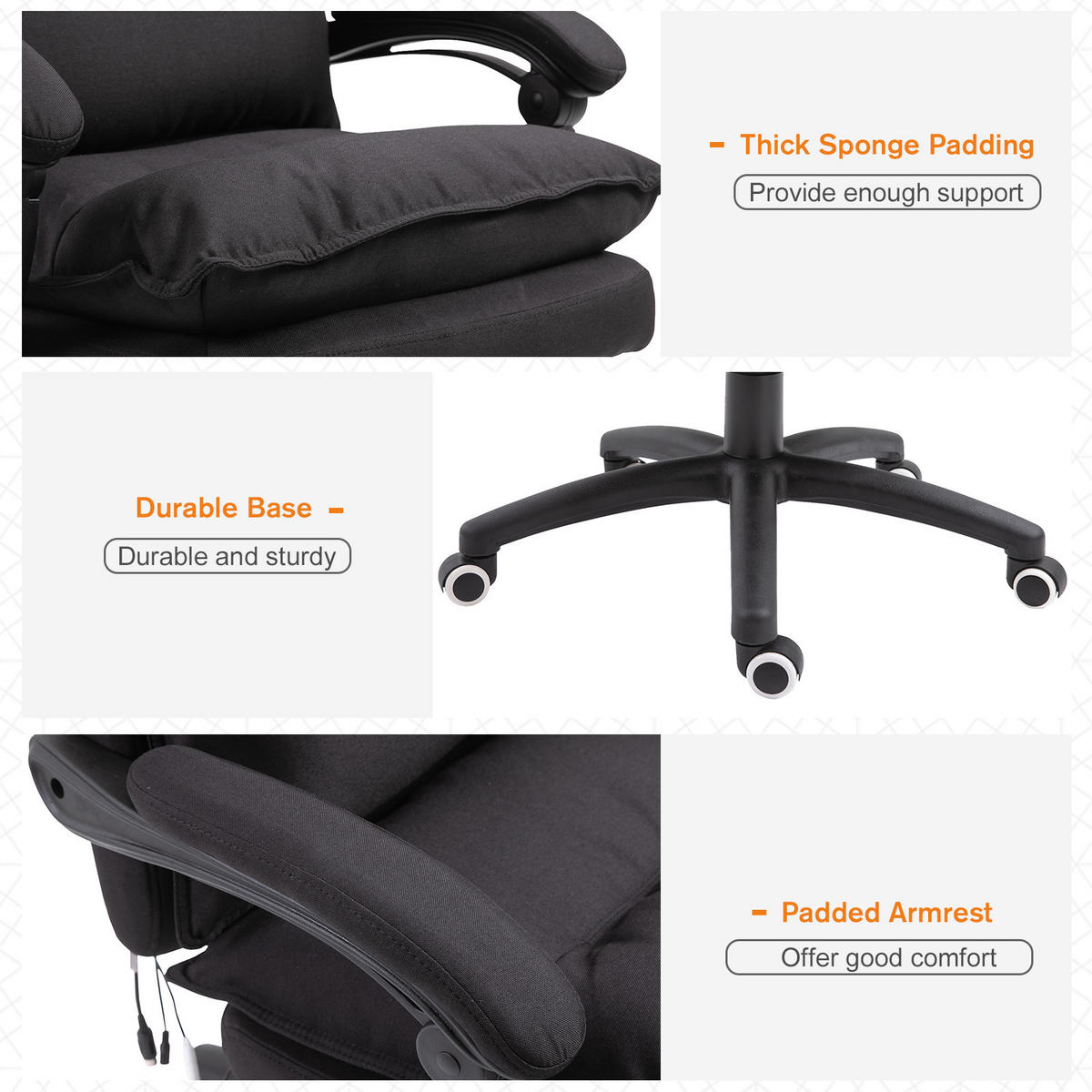 BÜROSTUHL mit Massagefunktion, Ergonomischer Schreibtischstuhl, Schwarz - Schwarz, Kunststoff (62/130/70cm) - Vinsetto