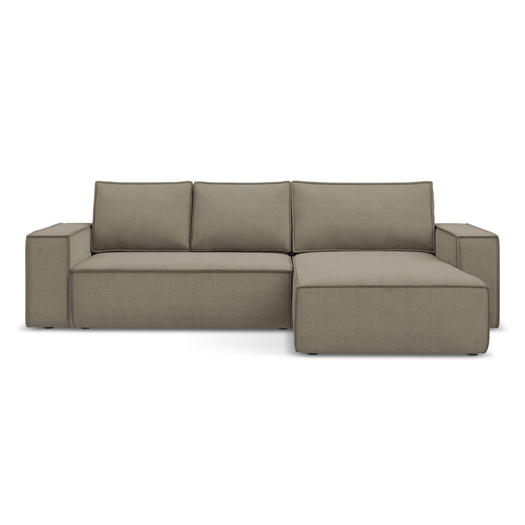 Thumbnail - Makamii Ecksofa, Cappuccino, Textil, 3-Sitzer, Füllung: Schaumstoff, L-Form, Ottomane rechts, 290x185 cm, Made in EU, Wo...