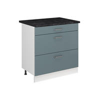 KUCHYNSKÁ SPODNÁ SKRINKA R-Line, Modrošedá/biely, 80 cm s 3 zásuvkami antrasiitti työtaso - biela/modrosivá, kompozitné drevo (80/81.6/60cm) - Vicco