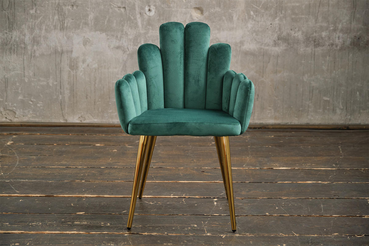 ESSZIMMERSTUHL FREJA Grün Velvet - Grün, Textil (59/86/55cm) - KAWOLA