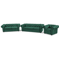 SITZGARNITUR Chester 3+2+1 im Chesterfield-Stil, Dunkelgrün - Dunkelgrün, Textil (252/82/92cm) - Beautysofa
