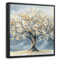 LEINWAND Bilder mit Rahmen - Baum - Winter - Baum des Lebens - Modern - Gold - 20x20 - Goldfarben, Textil (20/20cm) - MuchoWow