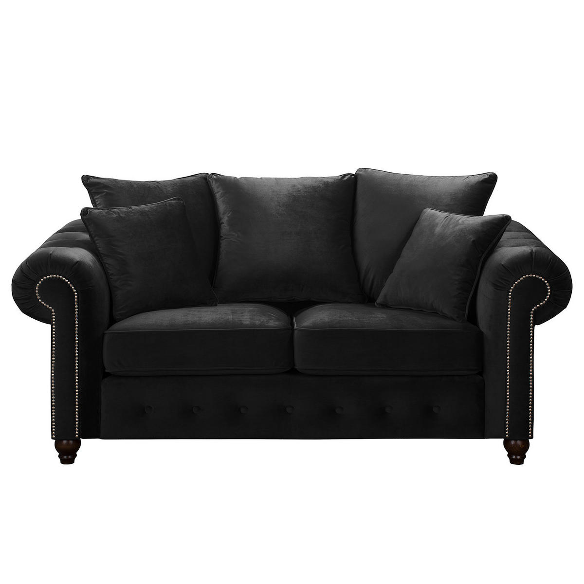 2-SITZER SOFA - Samt - Schwarz, Textil (180/90/93cm) - home24
