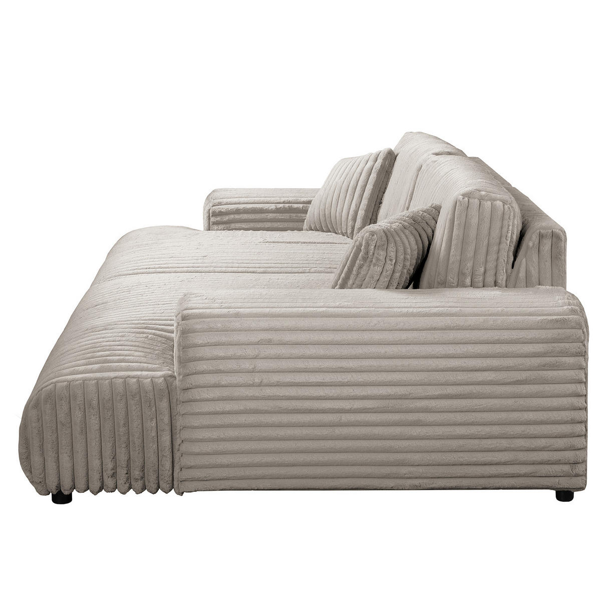 BIGSOFA - Schwarz/Grau, Kunststoff/Textil (237/79/144cm) - home24