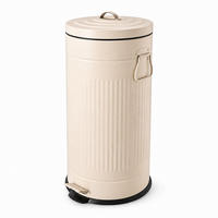 TRETEIMER Beige 30 l Soft-Close - Beige, Kunststoff/Metall (29.5/67/29.5cm) - Relaxdays