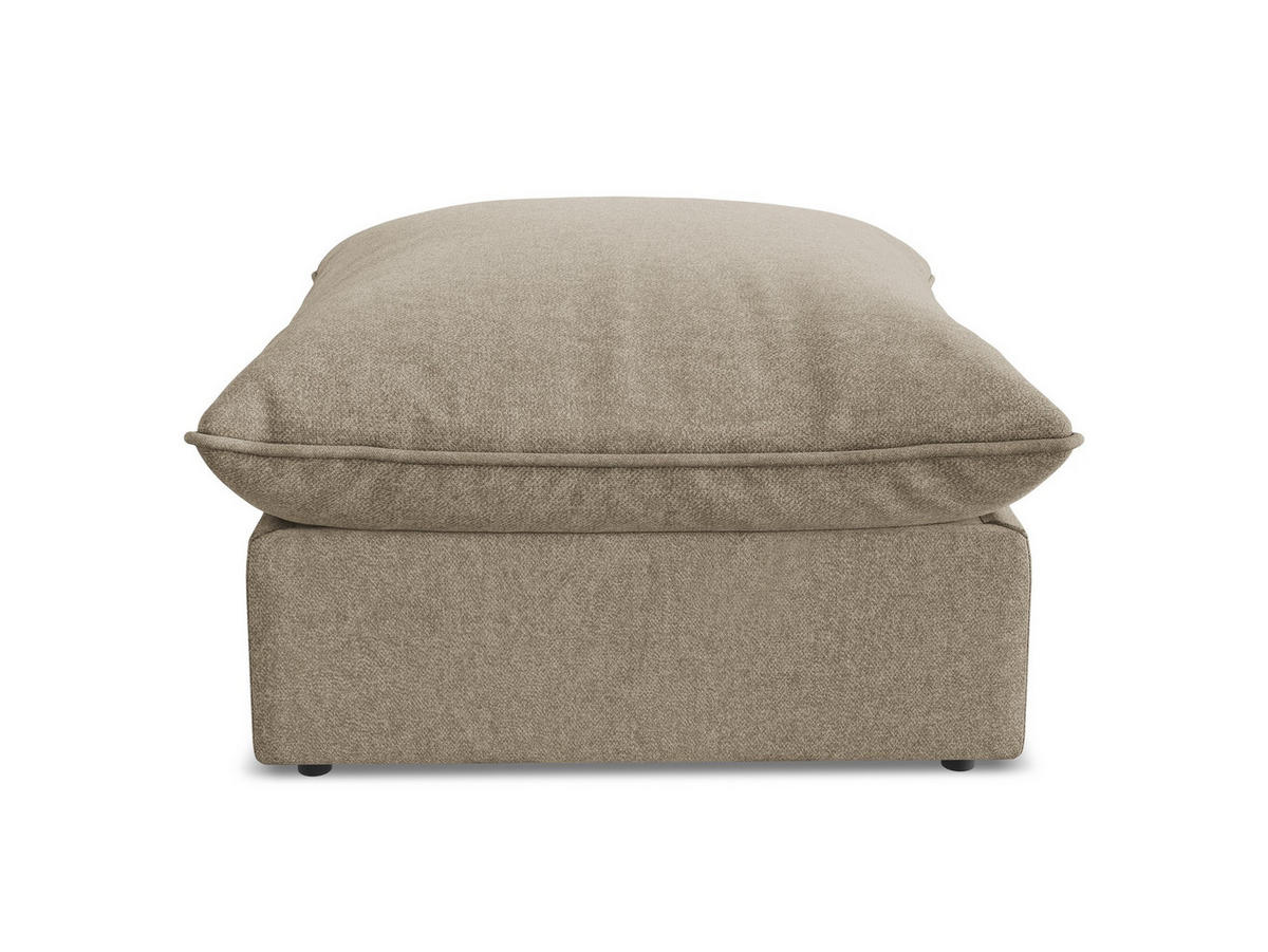 POUF Samt Stoff Beige - Beige/Schwarz, Holzwerkstoff/Kunststoff (75/45/75cm) - Makamii