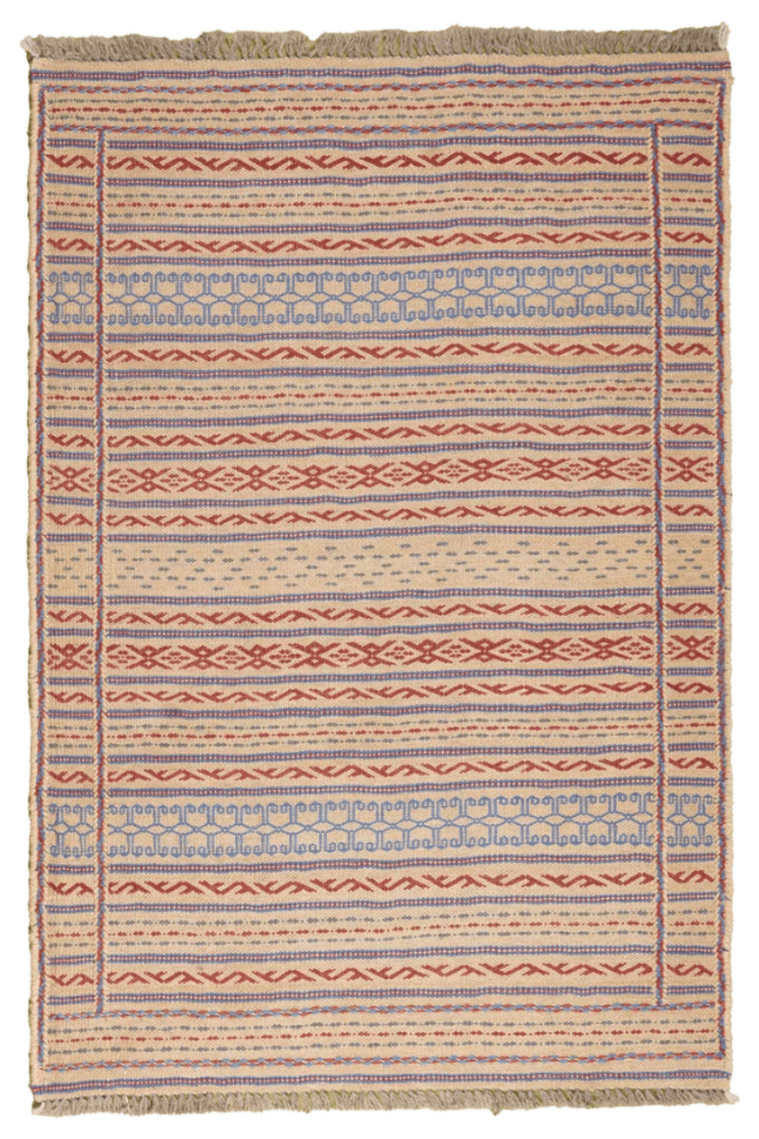 KELIM-TEPPICH handgewebt Kordi Beige 124/84 cm Schurwolle - Beige, Textil (84/124cm) - Looma