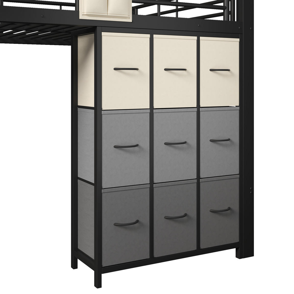 HOCHBETT 140/200 cm DE-05001, mit Schubladen und Kleiderstange in Schwarz - Schwarz, Holzwerkstoff/Metall (140/200cm) - ComfortXL