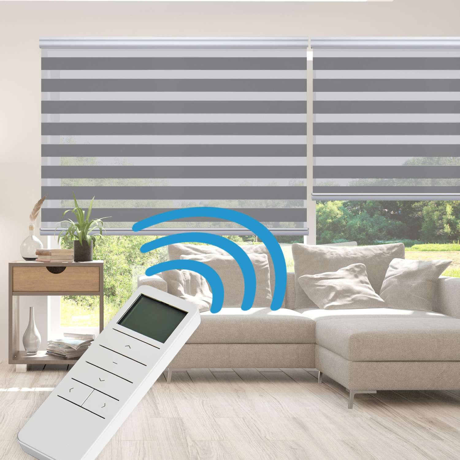 DOPPELROLLO Motorisiertes Silber 180x250 cm - Silberfarben, Kunststoff (180/250cm) - STORESDECO
